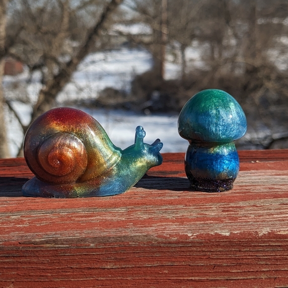 Plant Decor Colorful Snail Mushroom Plant Decor Handmade Resin Art Cute - Picture 8 of 8
